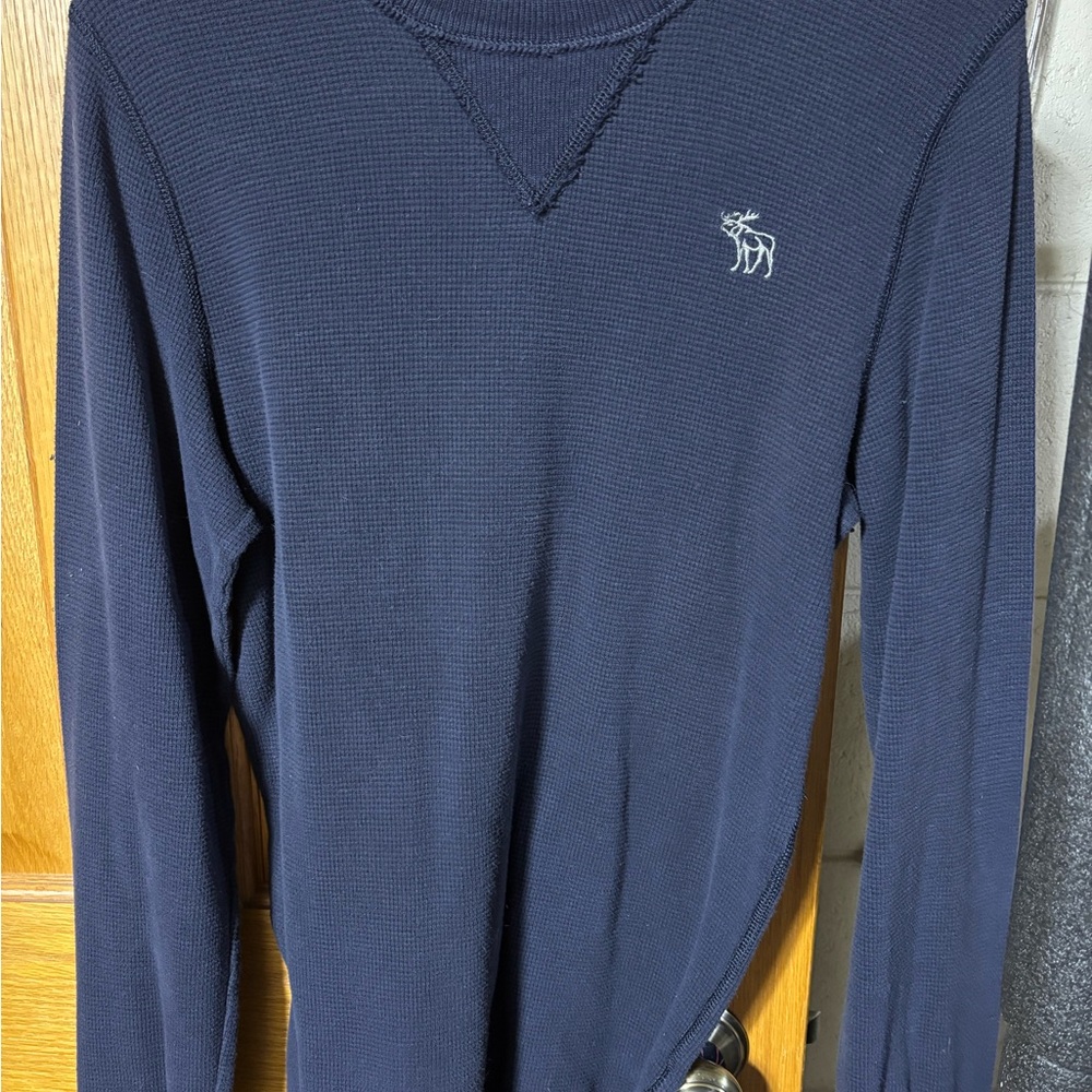 Abercrombie & Fitch Dark Blue Waffle Knit Top